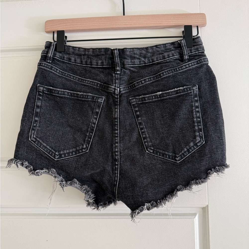 Zara Black Denim High Waisted Shorts Size 6 - Picture 3 of 5